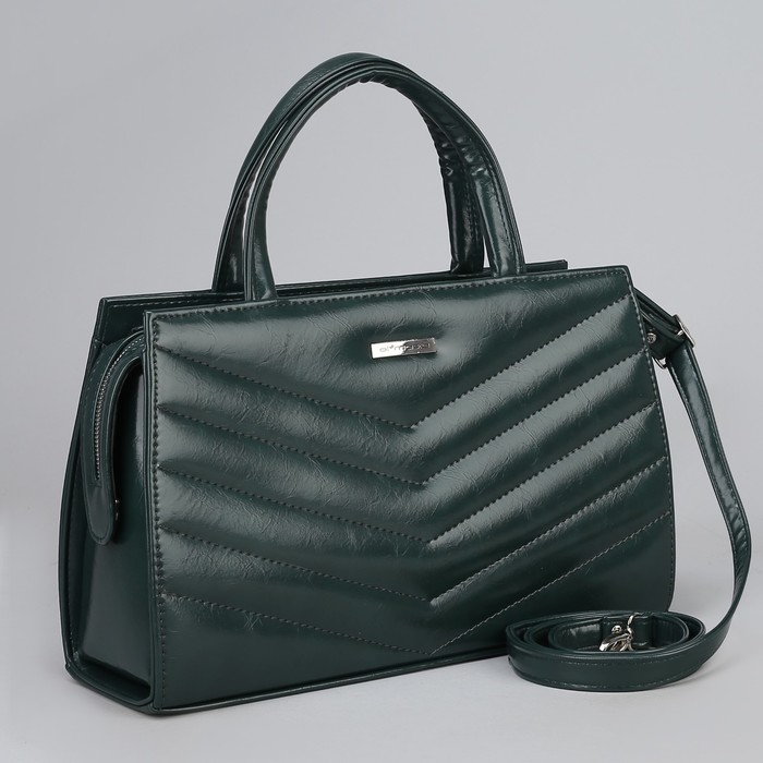 Сумка женская, отдел с перегородкой на молнии, наружный карман, длинный ремень, цвет изумрудный