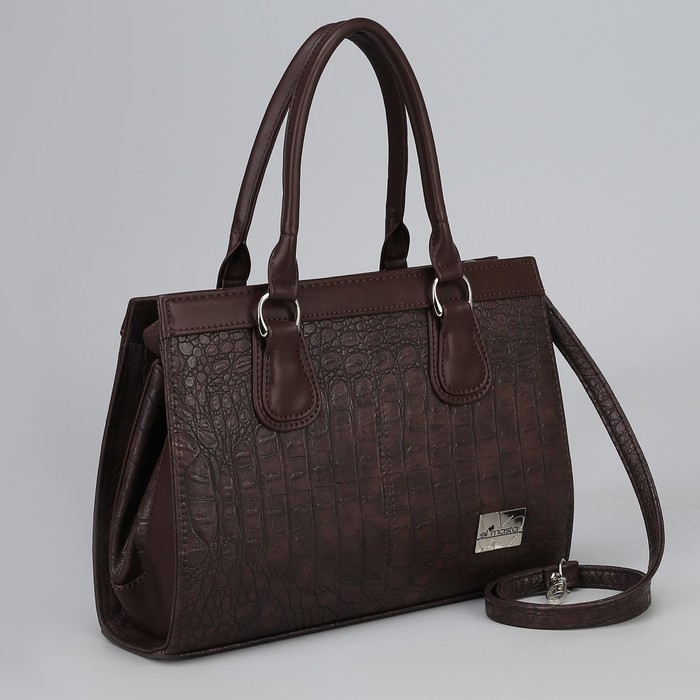 Сумка женская, отдел на молнии, наружный карман, длинный ремень, цвет коричневый