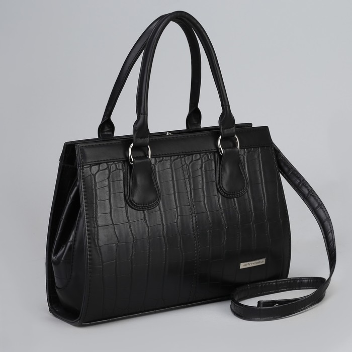 Сумка женская, отдел на молнии, наружный карман, длинный ремень, цвет чёрный