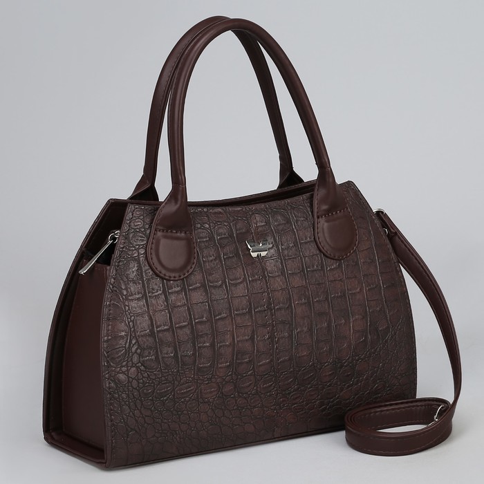 Сумка женская, отдел на молнии, наружный карман, длинный ремень, цвет коричневый