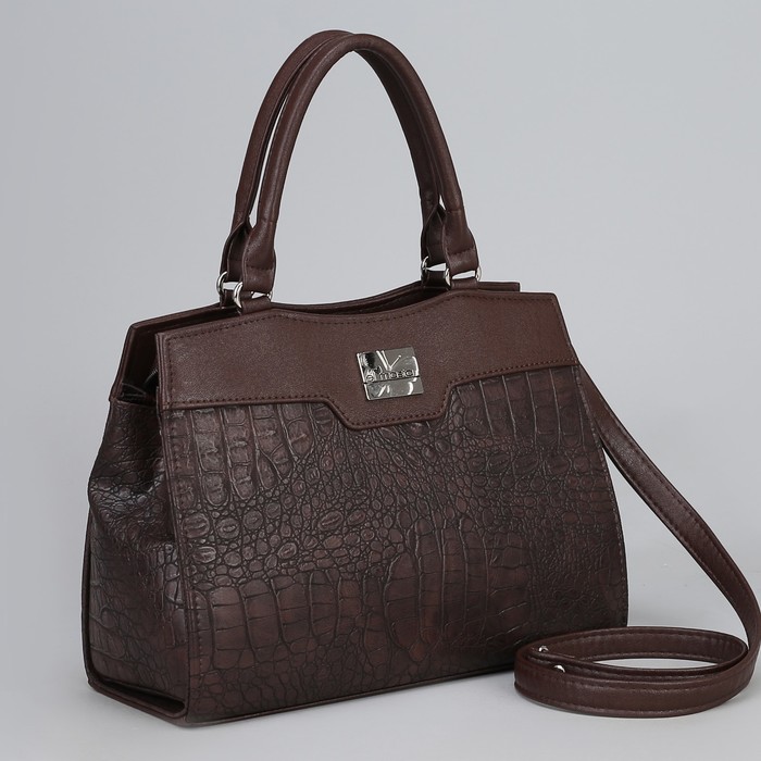 Сумка женская, отдел на молнии, наружный карман, длинный ремень, цвет коричневый