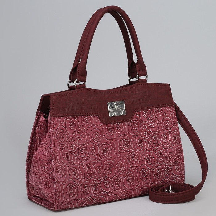 Сумка женская, отдел на молнии, наружный карман, длинный ремень, цвет бордовый