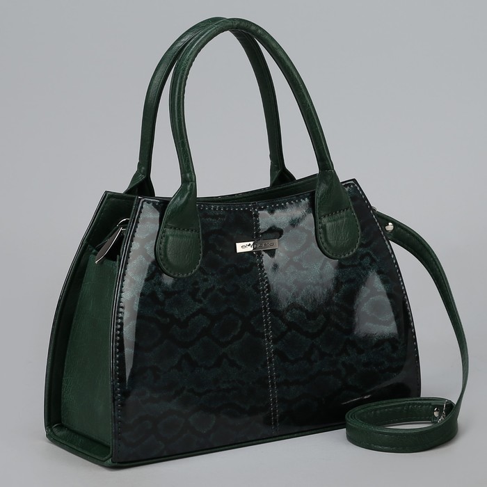 Сумка женская, отдел на молнии, наружный карман, длинный ремень, цвет зелёный