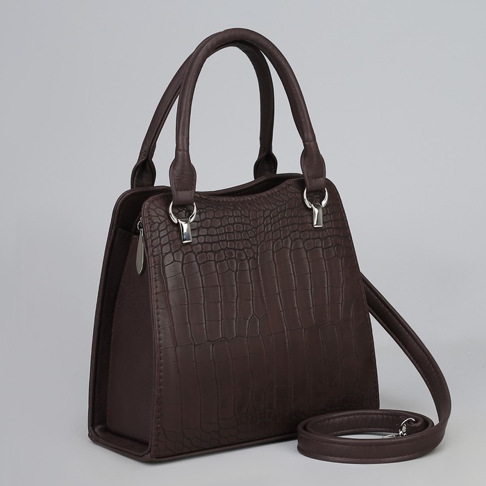 Сумка женская, отдел на молнии, наружный карман, длинный ремень, цвет коричневый