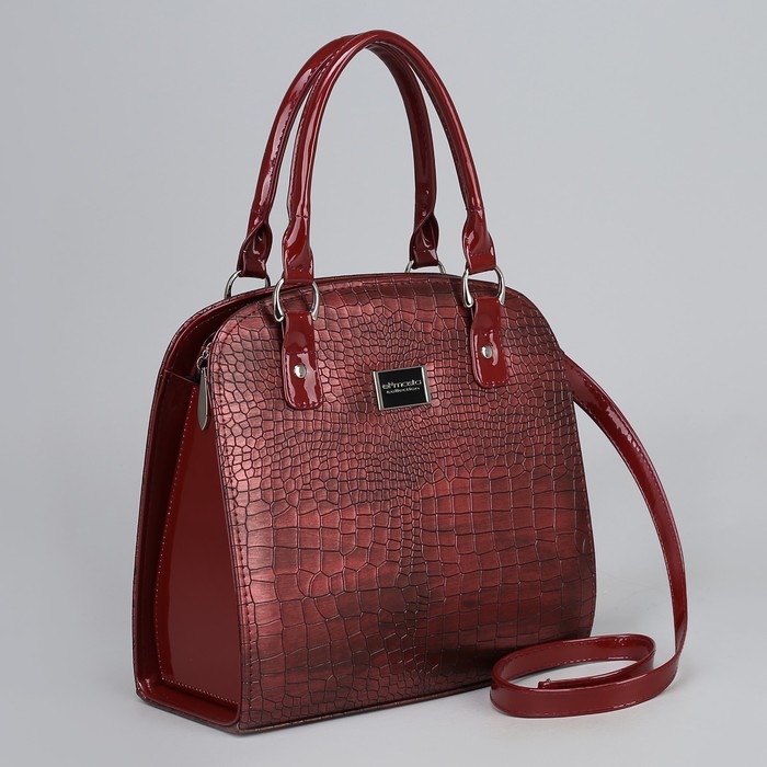 Сумка женская, отдел на молнии, наружный карман, длинный ремень, цвет бордовый