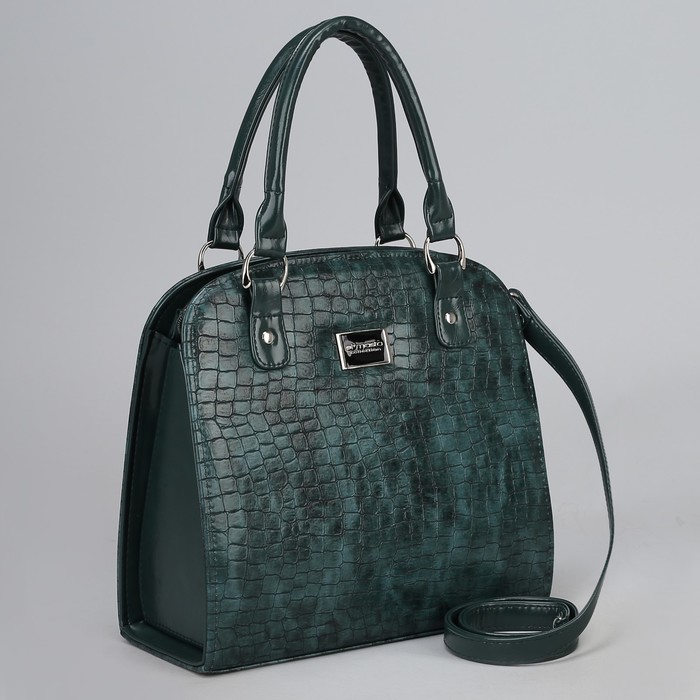 Сумка женская, отдел на молнии, наружный карман, длинный ремень, цвет изумрудный