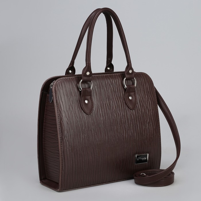 Сумка женская, отдел на молнии, наружный карман, цвет тёмно-коричневый