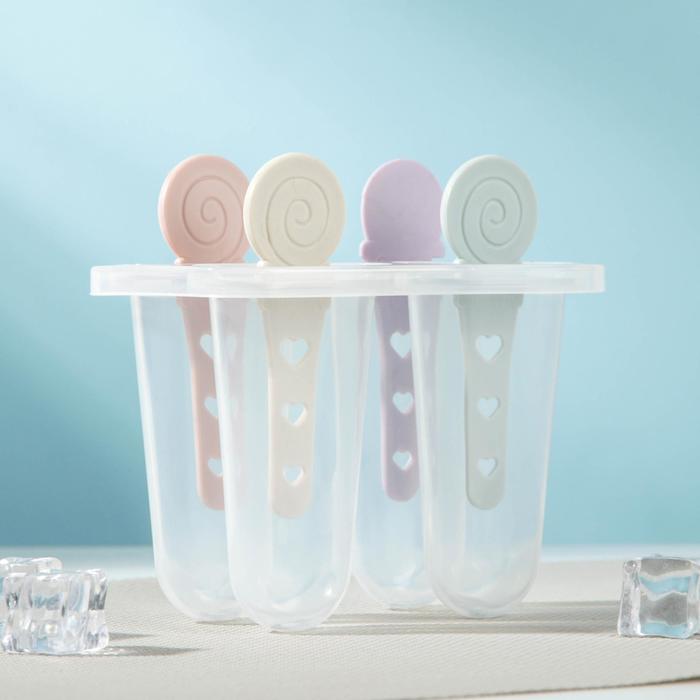 Форма для мороженого 4 ячейки "Сладости" 12х7х11,5 см, цвета МИКС