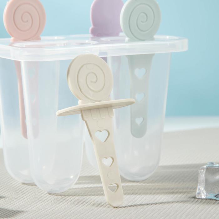 Форма для мороженого 4 ячейки "Сладости" 12х7х11,5 см, цвета МИКС