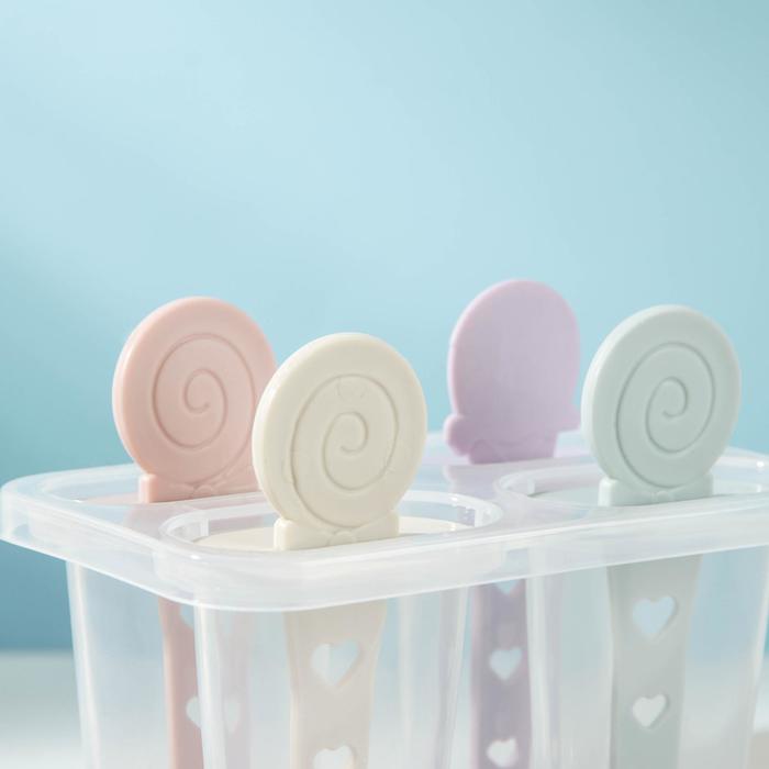 Форма для мороженого 4 ячейки "Сладости" 12х7х11,5 см, цвета МИКС