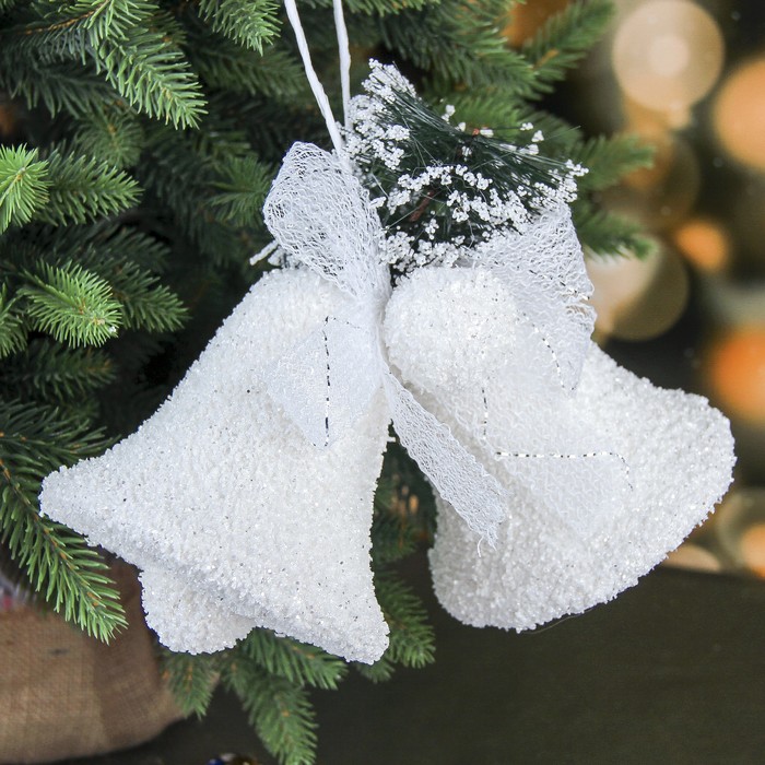 Украшение новогоднее "Колокольчики" снежные с бантиком 26*14 см