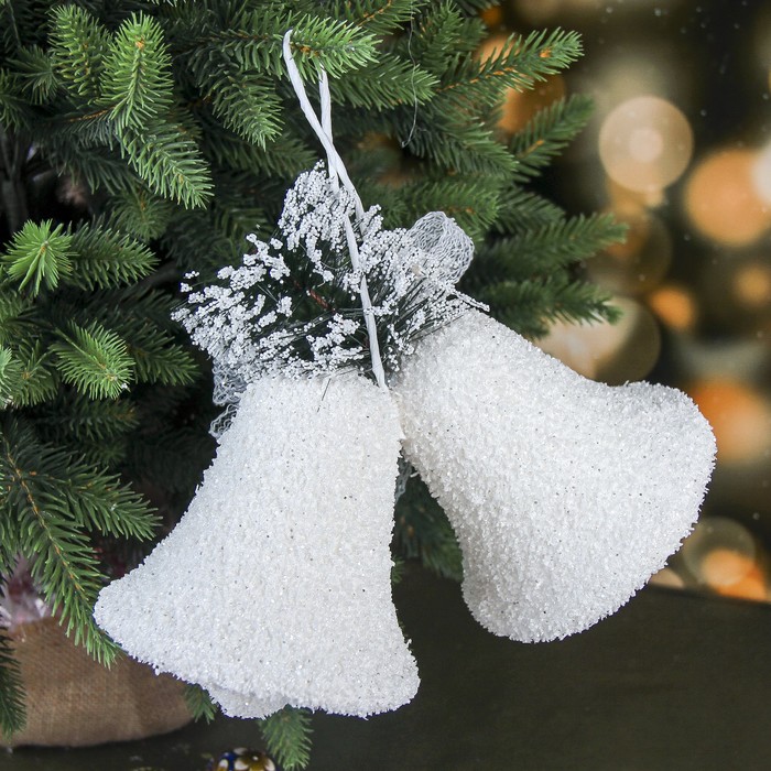 Украшение новогоднее "Колокольчики" снежные с бантиком 26*14 см