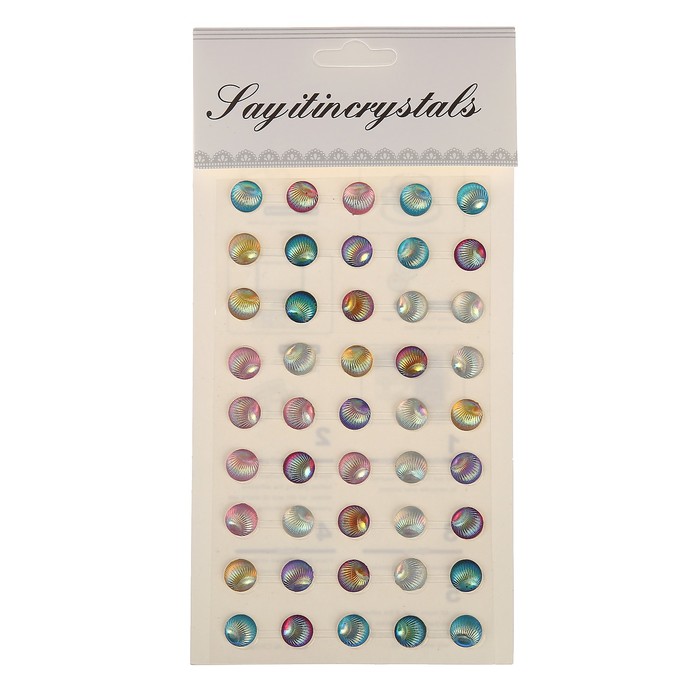 Наклейка пластик стразы "Кружочки" перламутр 1х1 см 19,5х10 см