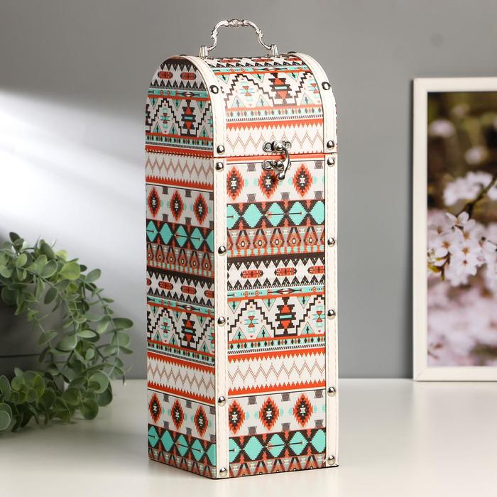 Шкатулка дерево под бутылку "Яркие орнаменты" 35х12х12 см