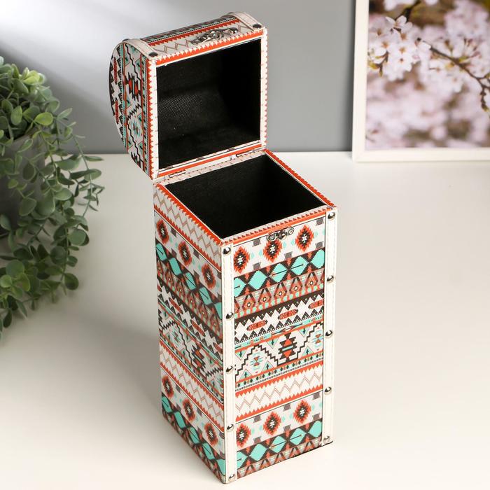 Шкатулка дерево под бутылку "Яркие орнаменты" 35х12х12 см
