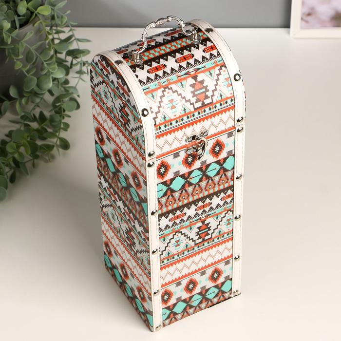 Шкатулка дерево под бутылку "Яркие орнаменты" 35х12х12 см