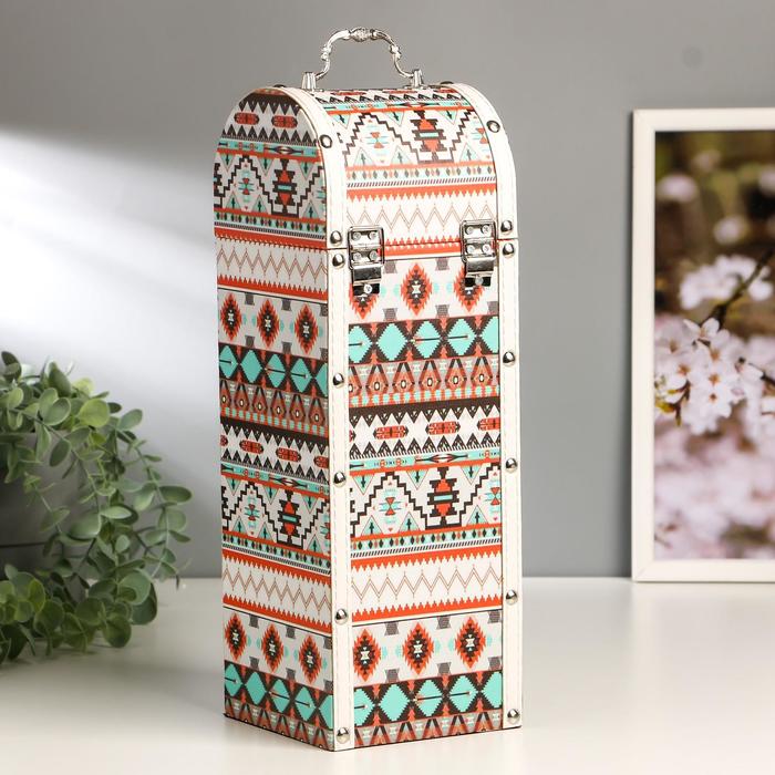 Шкатулка дерево под бутылку "Яркие орнаменты" 35х12х12 см