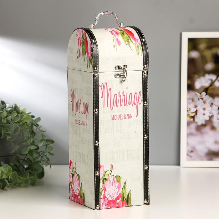 Шкатулка дерево под бутылку "Свадебная" 35х12х12 см