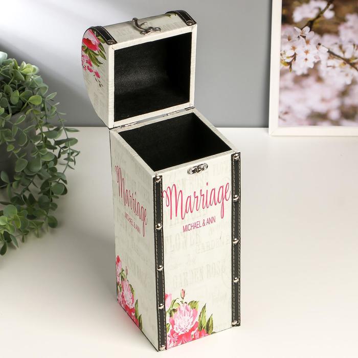 Шкатулка дерево под бутылку "Свадебная" 35х12х12 см