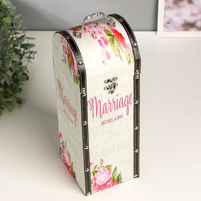 Шкатулка дерево под бутылку "Свадебная" 35х12х12 см