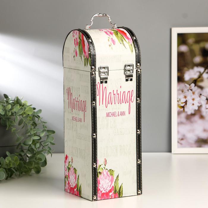 Шкатулка дерево под бутылку "Свадебная" 35х12х12 см