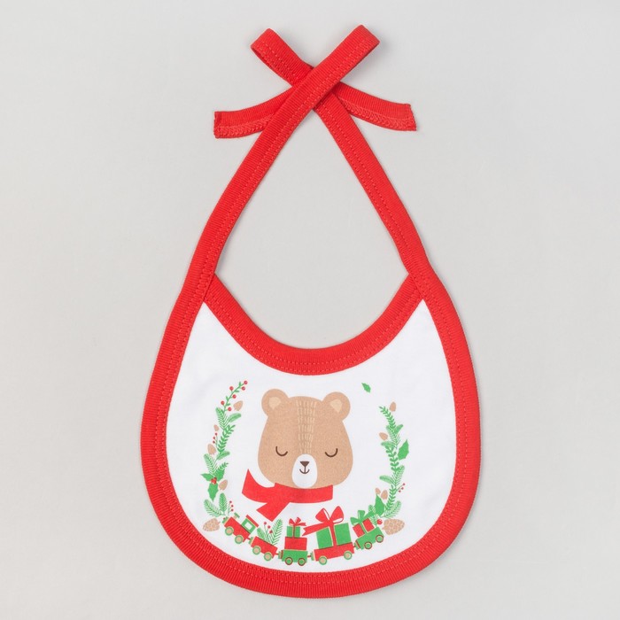 Слюнявчик Крошка Я "Новогодний Мишка", 100% хл., интерлок