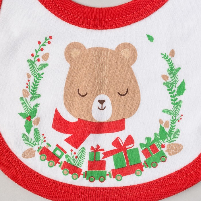 Слюнявчик Крошка Я "Новогодний Мишка", 100% хл., интерлок