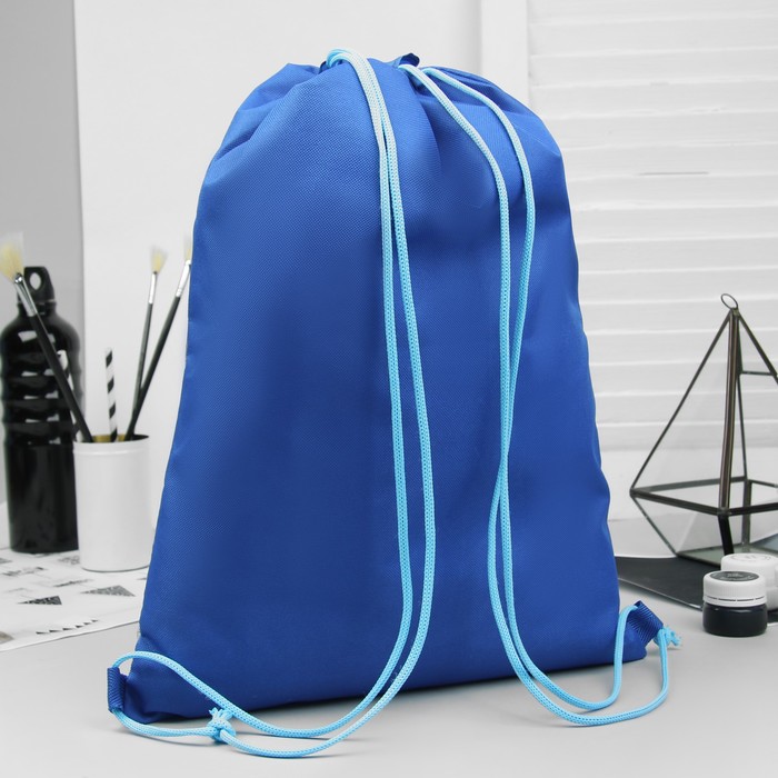 Сумка-мешок для обуви "Пчёлы", наружный карман на молнии, цвет васильковый