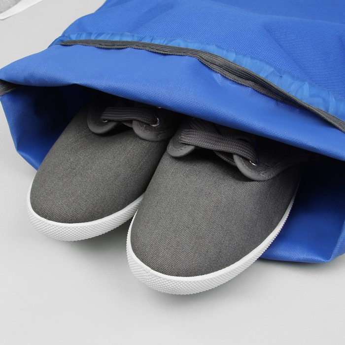 Сумка-мешок для обуви "Пчёлы", наружный карман на молнии, цвет васильковый