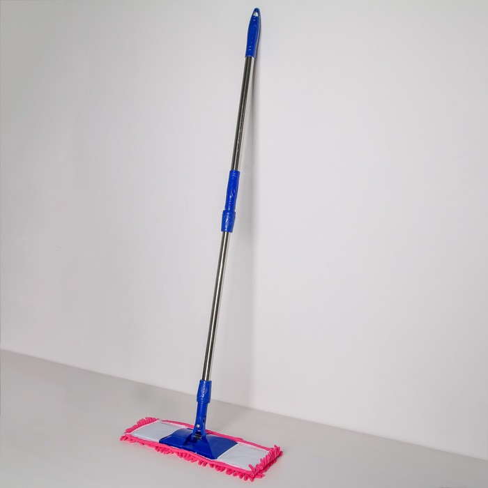 Швабра плоская телескопическая Ocean, стальная ручка, микрофибра букли 40х13х78(119) см