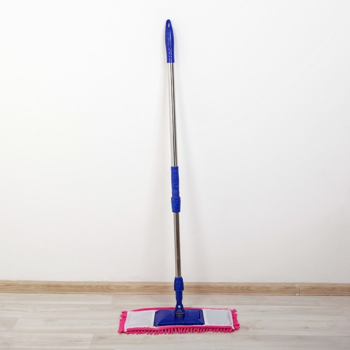 Швабра плоская телескопическая Ocean, стальная ручка, микрофибра букли 40х13х78(119) см