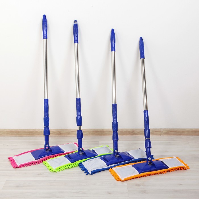 Швабра плоская телескопическая Ocean, стальная ручка, микрофибра букли 40х13х78(119) см