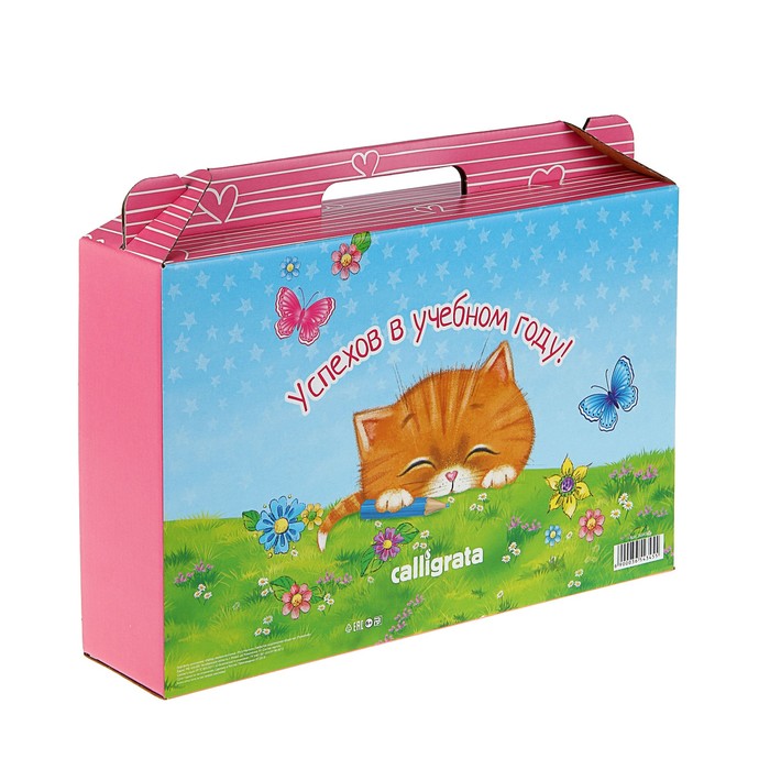 Коробка "Набор первоклассника. Для девочек. Котенок", без наполнения