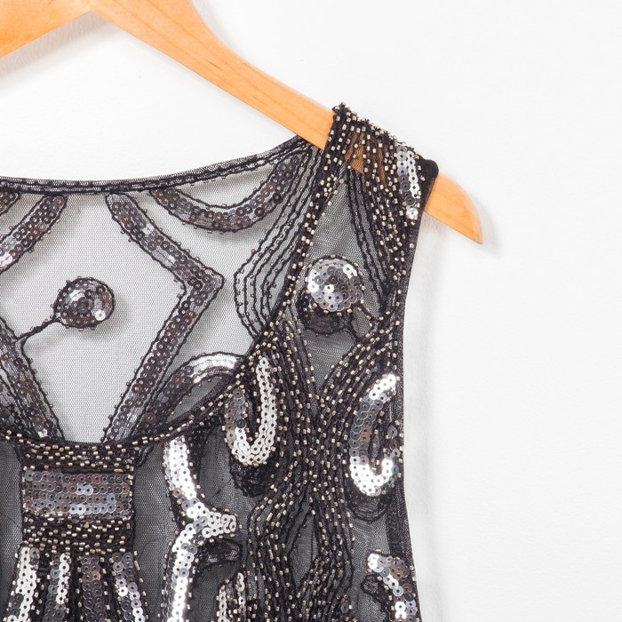 Топ с пайетками серебро, р.42-44, цв.чёрный