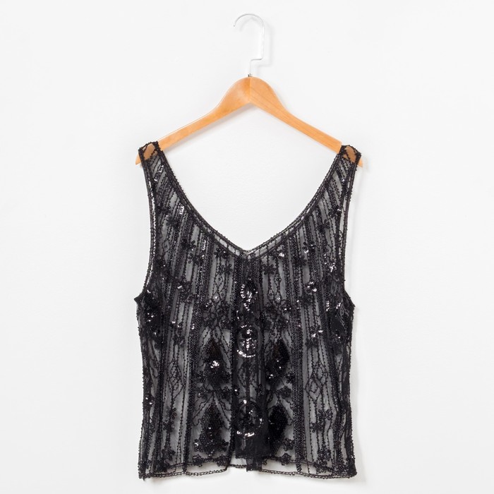 Топ с пайетками черный, р.42-44 цв.чёрный