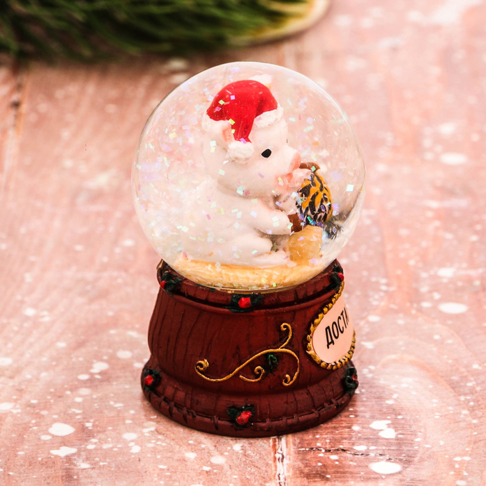 Сувенир снежный шар "Достатка в Новом Году!!", 5 х 6,5 см