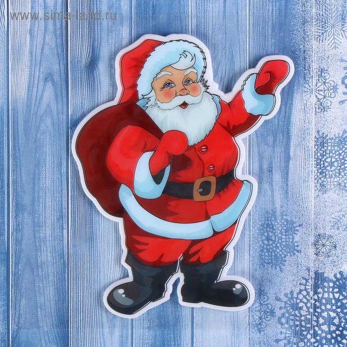 Наклейка на стекло Дед Мороз с мешком подарков 13,5х17,5 см, красный