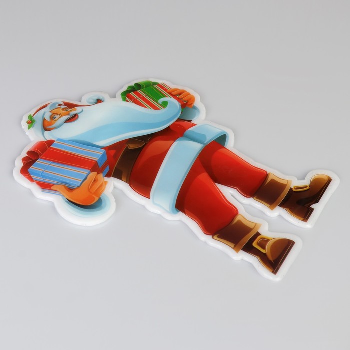 Наклейка на стекло 13*17,5 см дед мороз с подарками