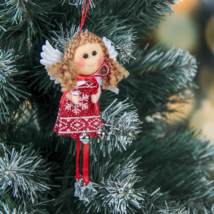 Мягкая девочка платьице снежинка с бубенчиками 12 см