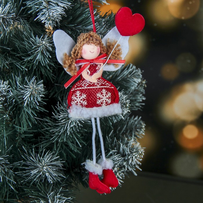 Мягкая девочка платьице снежинка 16 см с сердечком