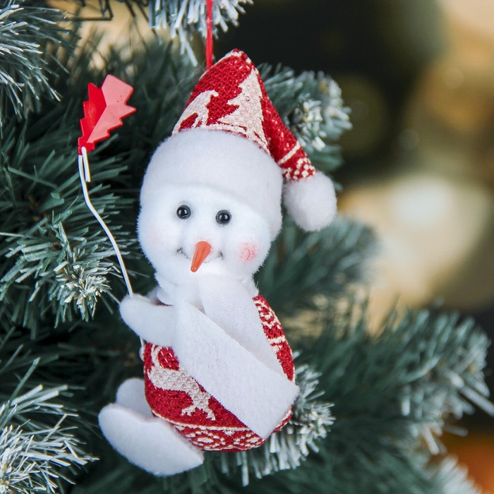 Мягкая снеговик с олешками 12 см с елочкой