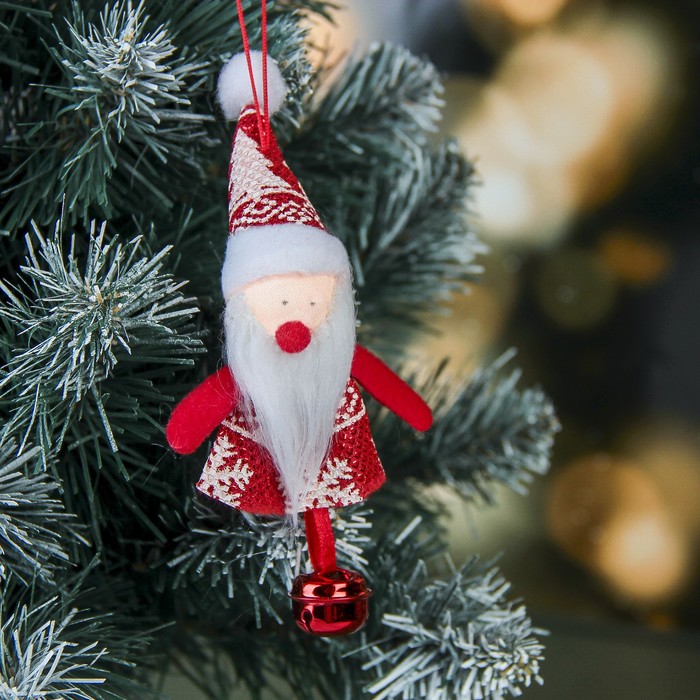 Мягкая дед мороз платьице с олешками 13 см бубенчик