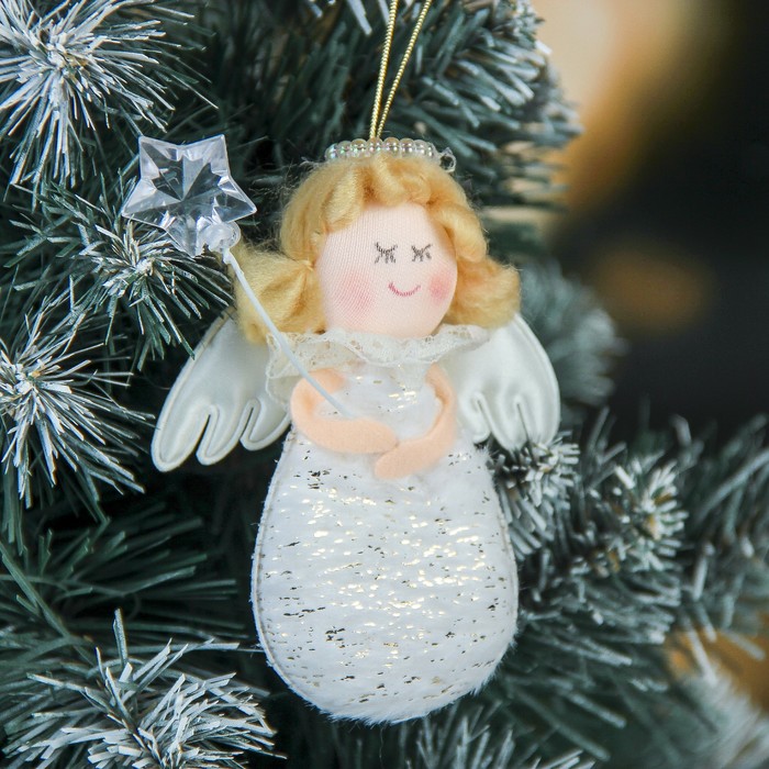 Мягкая девочка белый ангелок 9 см звездочка