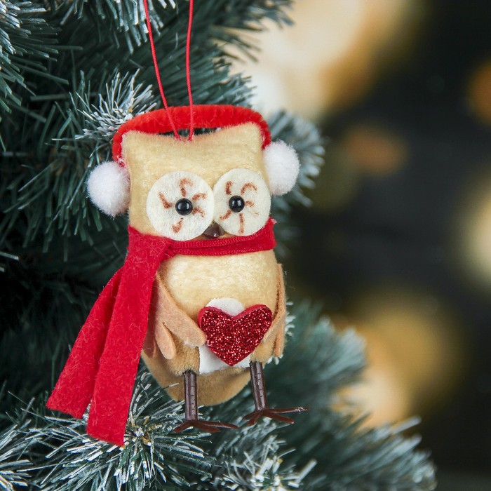 Мягкая совушка яркая 9 см в наушниках