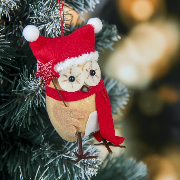 Мягкая совушка яркая 9 см в шапочке