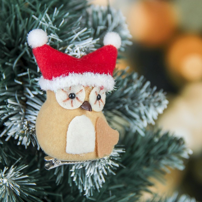 Мягкая зажим совушка 6 см в шапочке