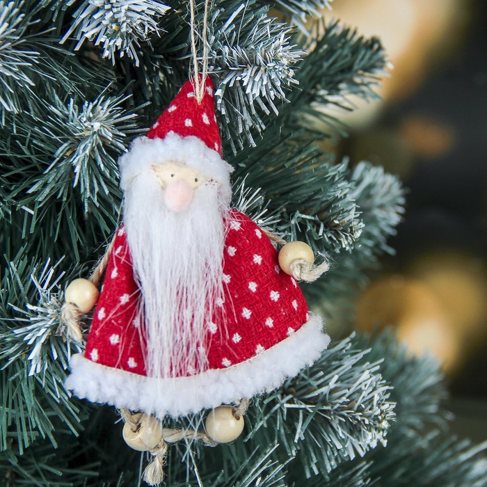 Мягкая дед мороз красный горошек 13 см