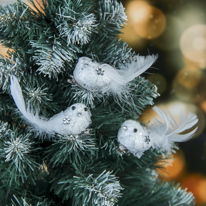 Набор птичек на зажиме узорных 3 шт 4*3 см