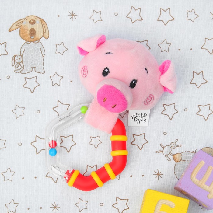 Мягкая игрушка-погремушка "Хрюша румяные щёчки"