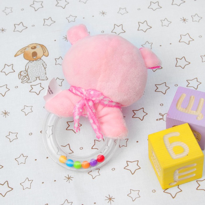 Мягкая игрушка-погремушка "Хрюша платок в горошек"